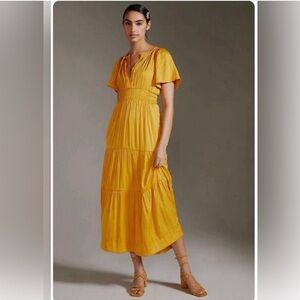 Anthropologie Somerset Satin Maxi Dress - Mango
